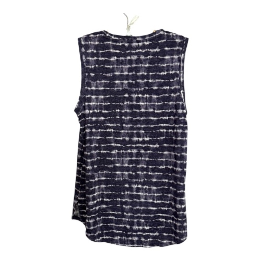 Athleta Dark Blue & White Stripes Tie Dye Sleeveless Breezy Tank Top Medium - Picture 5 of 6